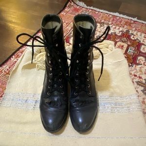 Black Vintage Justin Boots with tassels
